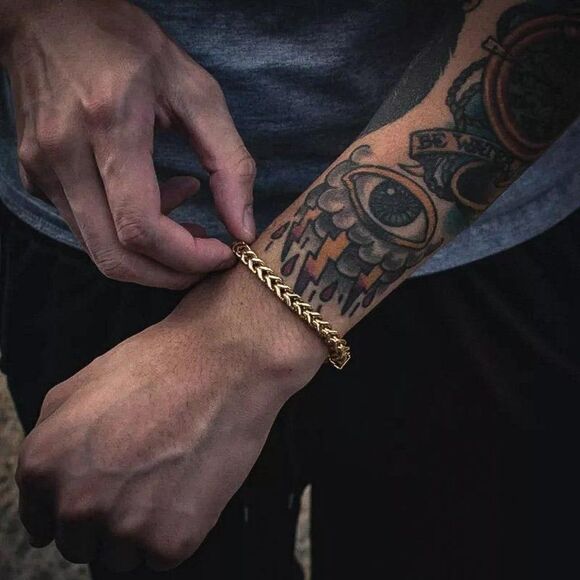 Gold Stainless Steel Franco Bracelet - Picture 1 of 2